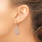 Sterling Silver Rose Gold-toned Polished Textured Earrings