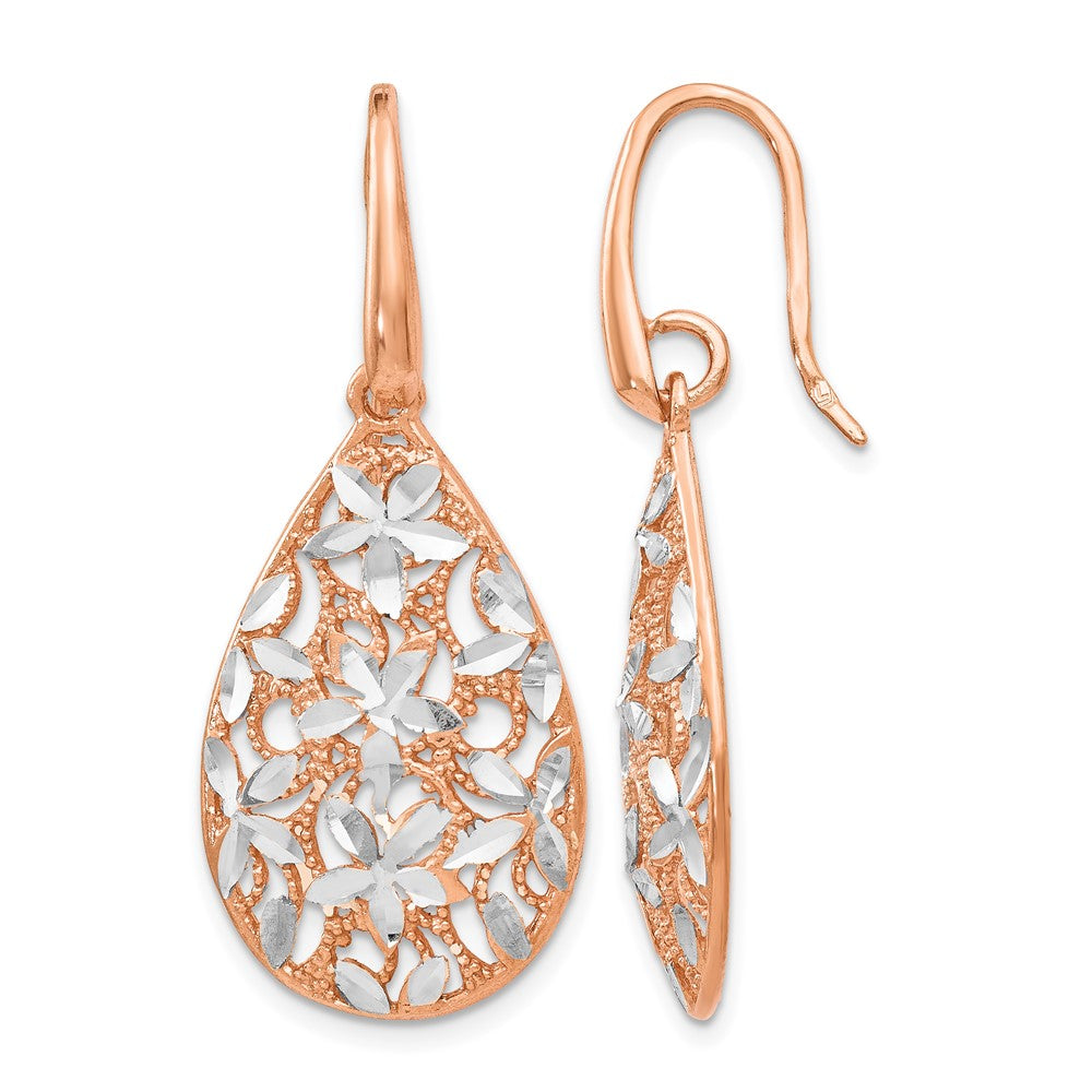 Sterling Silver Rose Gold-toned Polished Textured Earrings