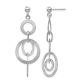 Sterling Silver Rhodium-plated Polished and Brushed Dangle Earring