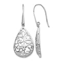 Sterling Silver Rhod-pltd Polished Cut-out Teardrop Dangle Earring