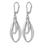 Sterling Silver RH-plated Polished & Brushed Leverback Earrings