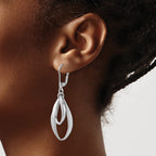 Sterling Silver RH-plated Polished & Brushed Leverback Earrings