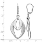 Sterling Silver RH-plated Polished & Brushed Leverback Earrings