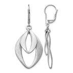 Sterling Silver RH-plated Polished & Brushed Leverback Earrings