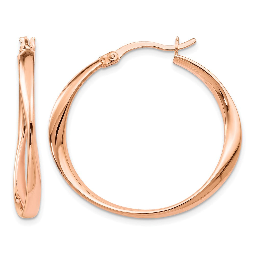 Sterling Silver Rose Gold-plated Polished Hoop Earrings