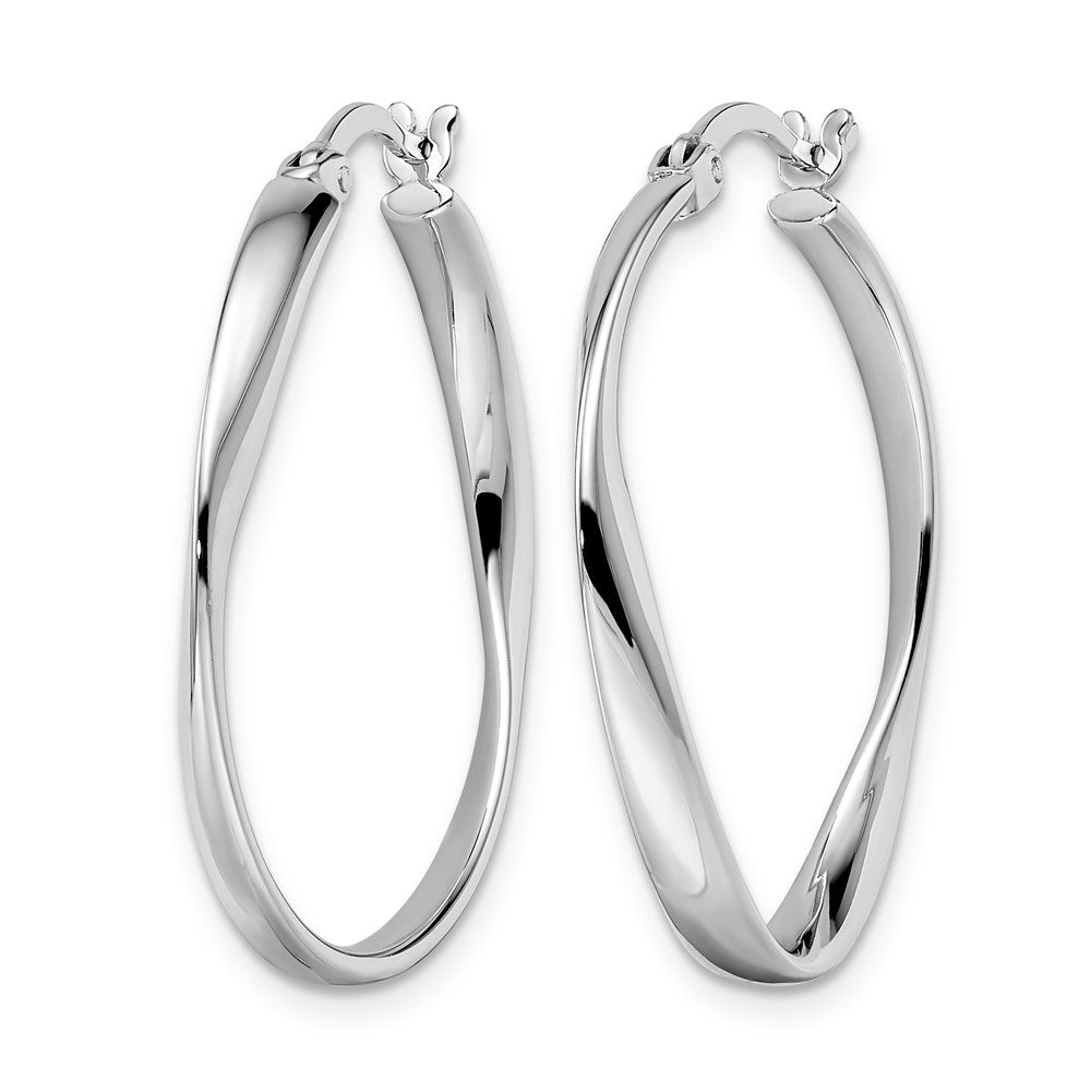 Sterling Silver RH-plated Polished Hoop Earrings