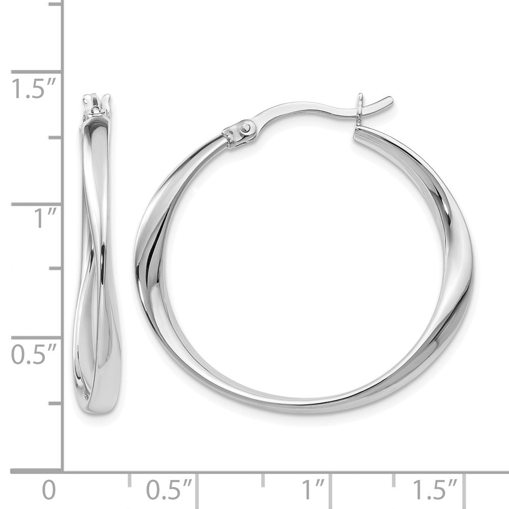 Sterling Silver RH-plated Polished Hoop Earrings