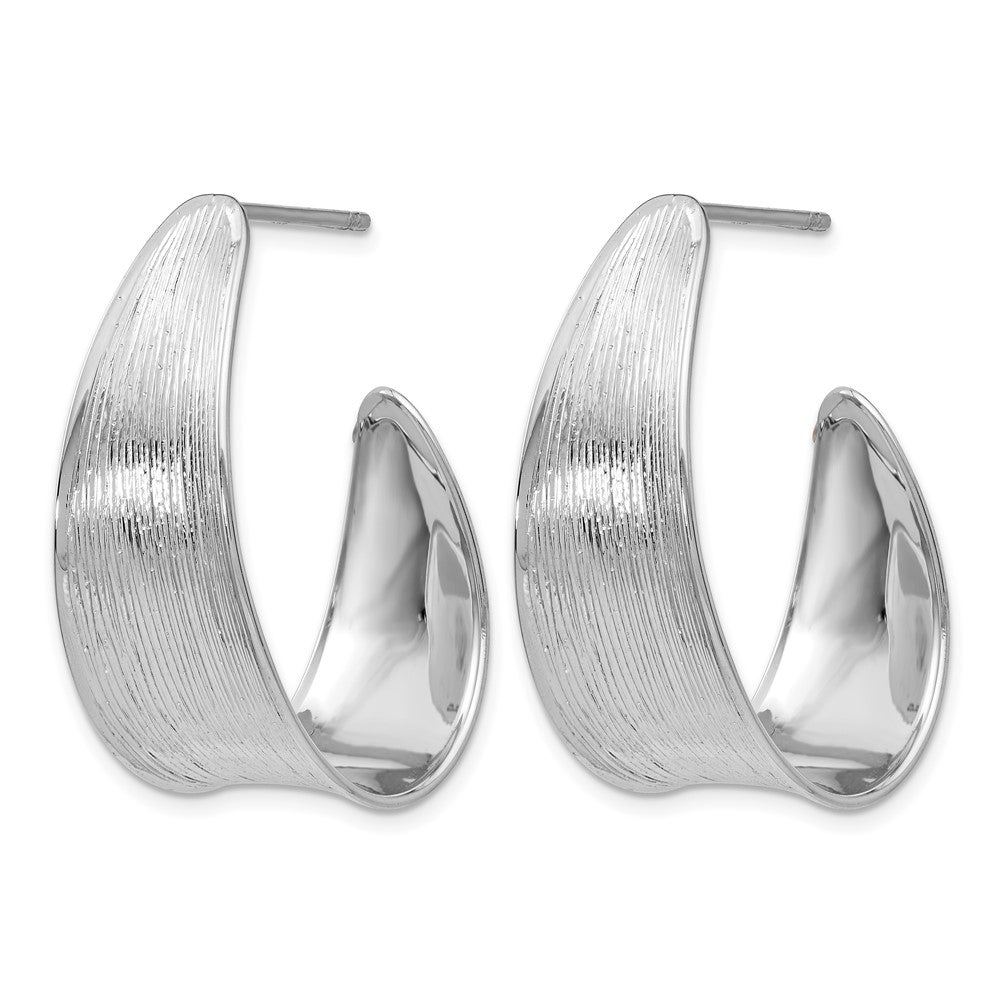 Sterling Silver RH-plated Polished and Textured Earrings