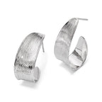 Sterling Silver RH-plated Polished and Textured Earrings