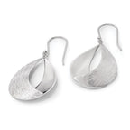 Sterling Silver RH-plated Polished and Textured Dangle Earrings