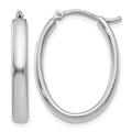 Sterling Silver RH-plated Polished Oval Hoop Earrings