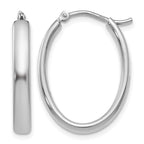 Sterling Silver RH-plated Polished Oval Hoop Earrings