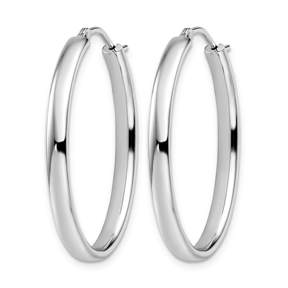 Sterling Silver RH-plated Polished Oval Hoop Earrings