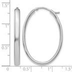 Sterling Silver RH-plated Polished Oval Hoop Earrings