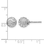 Sterling Silver RH-plated Laser-cut Ball Post Earrings