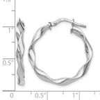 Sterling Silver RH-plated Polished Twisted Hoop Earrings