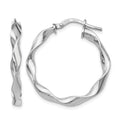 Sterling Silver RH-plated Polished Twisted Hoop Earrings