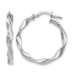 Sterling Silver RH-plated Polished Twisted Hoop Earrings