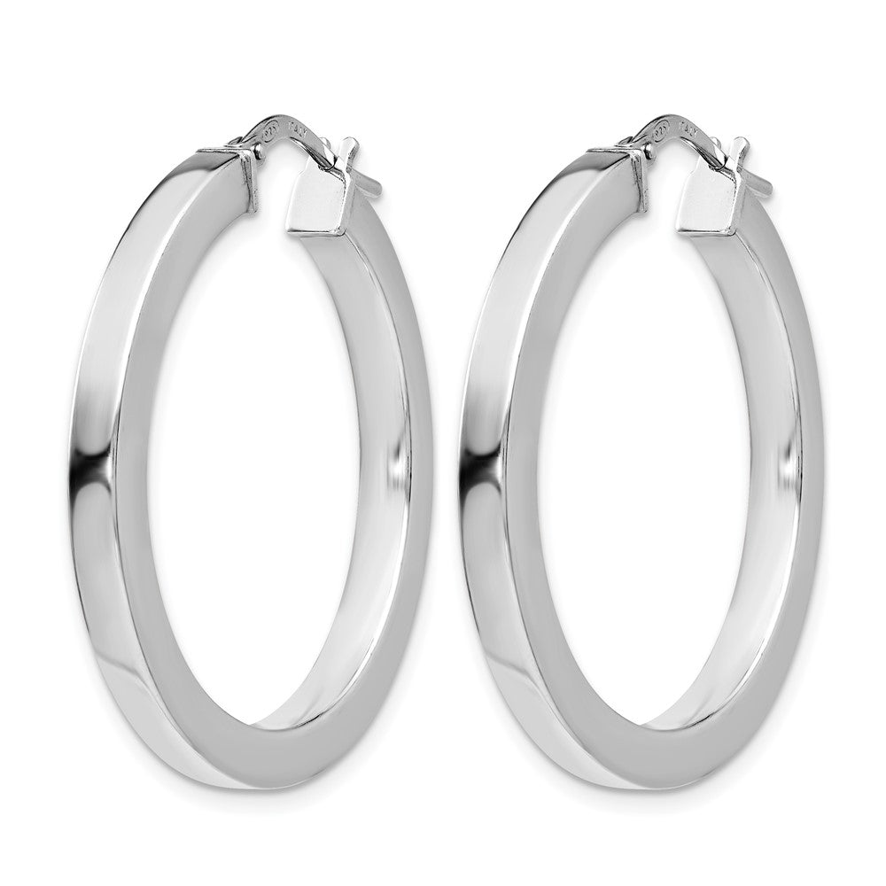 Sterling Silver RH-plated Polished Hoop Earrings