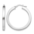 Sterling Silver RH-plated Polished Hoop Earrings