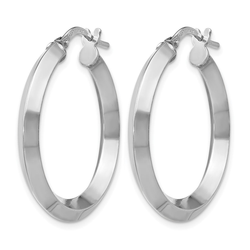 Sterling Silver RH-plated Polished Hoop Earrings