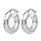 Sterling Silver RH-plated Polished Hoop Earrings
