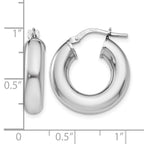 Sterling Silver RH-plated Polished Hoop Earrings
