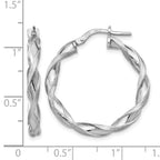 SS RH-plated Polished/Scratch-finish Twisted Hoop Earrings