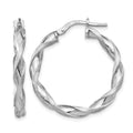 SS RH-plated Polished/Scratch-finish Twisted Hoop Earrings