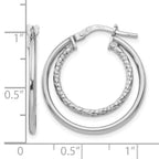 Sterling Silver RH-plated Polished D/C Hoop Earrings