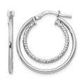 Sterling Silver RH-plated Polished D/C Hoop Earrings