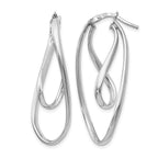 Sterling Silver RH-plated Polished Twisted Oval Hoop Earrings