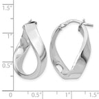 Sterling Silver RH-plated Polished Twisted Hoop Earrings