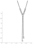 Sterling Silver RH-plated Polish/Dia-cut Beads Adj. Necklace