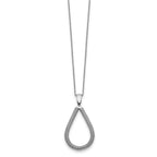 Sterling Silver Rhodium-plated Teardrop w/2in ext. Necklace