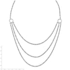 Sterling Silver Rhodium w/2 in ext. 3 Layer Fancy Necklace