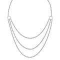 Sterling Silver Rhodium w/2 in ext. 3 Layer Fancy Necklace