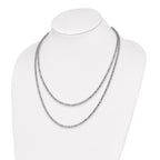Sterling Silver Rhodium w/2 in ext. Fancy 2 Strand Necklace