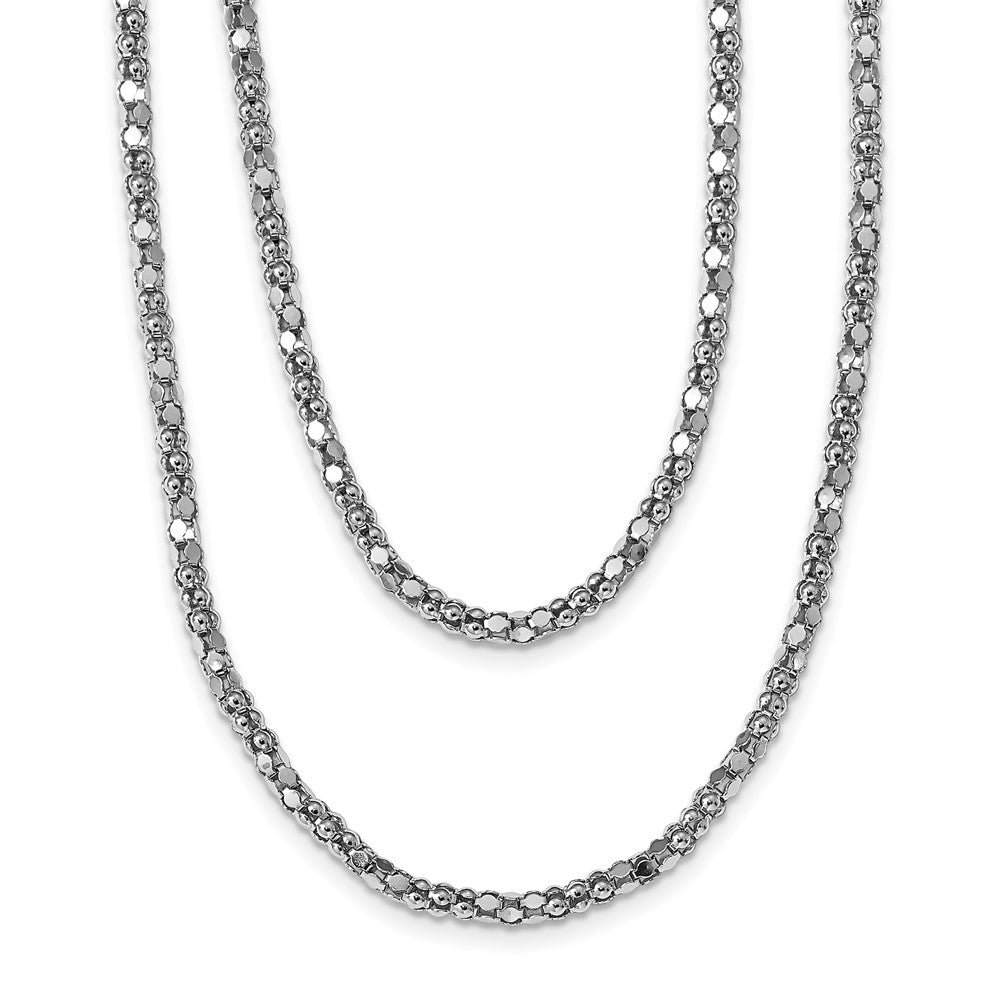Sterling Silver Rhodium w/2 in ext. Fancy 2 Strand Necklace