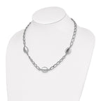 Sterling Silver Rhodium Brushed & Polished w/2 in ext. Necklace