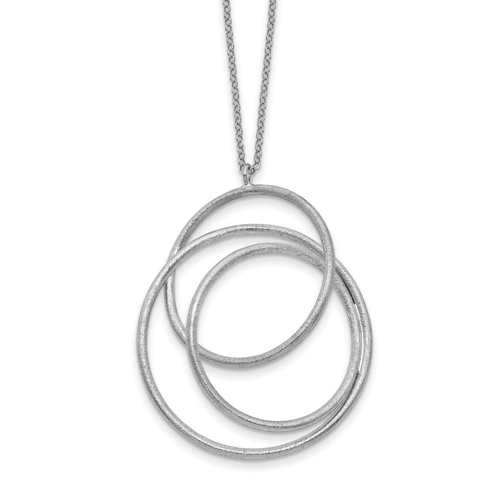 Sterling Silver Rhodium Brushed & Polished Necklace