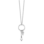 Sterling Silver Rhodium-plated CZ Cross w/1.5 in ext. Necklace