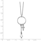 Sterling Silver Rhodium-plated CZ Cross w/1.5 in ext. Necklace