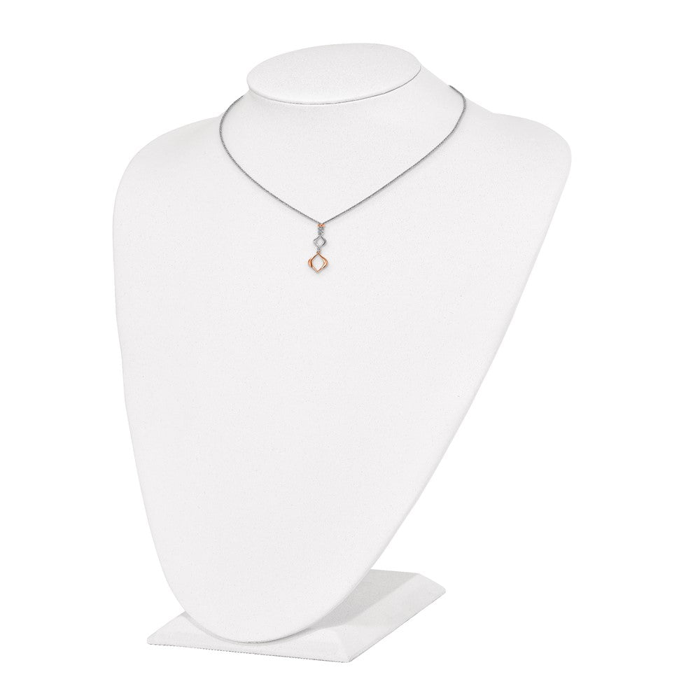 Sterling Silver RH-plated & Rose-tone w/1.5in ext. Necklace