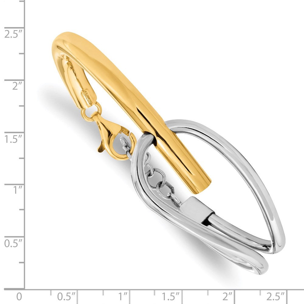 Sterling Silver & Gold-tone Polished Bangle Bracelet