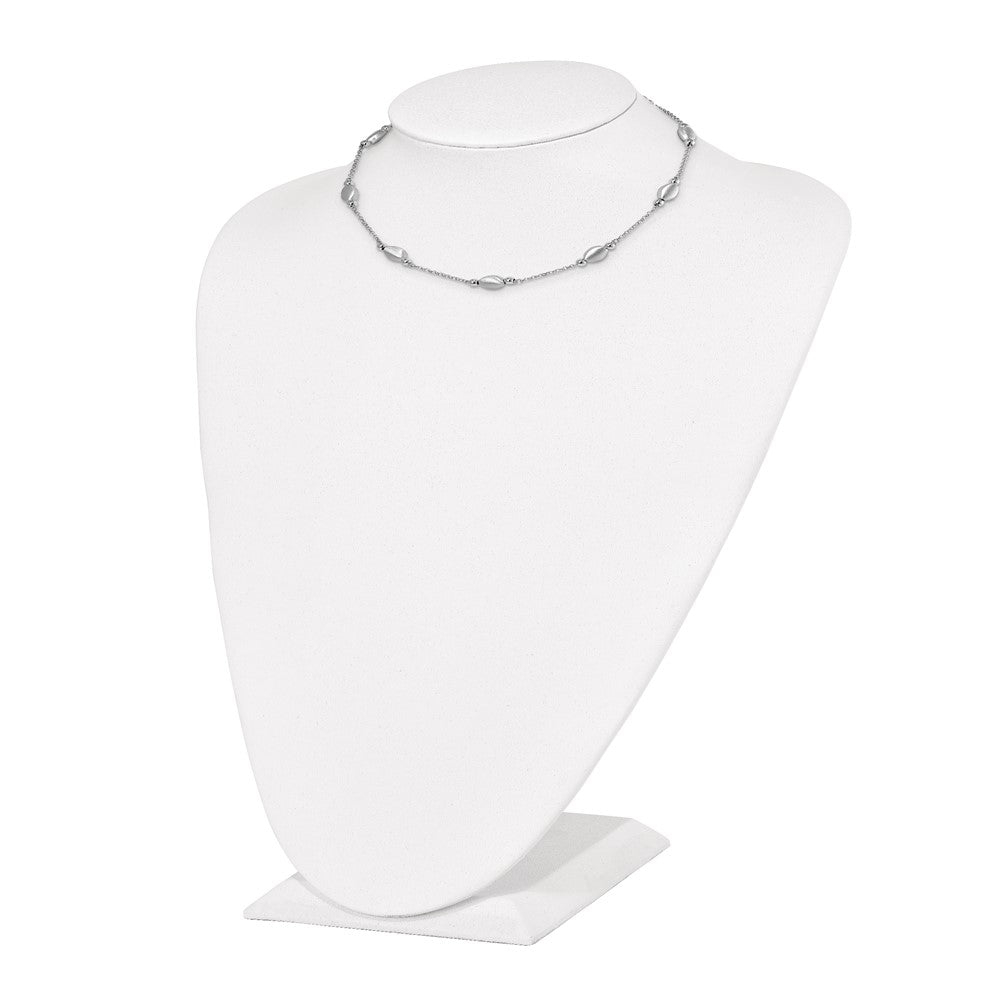 Sterling Silver Rhod-plated Polished/ Satin w/1.5in ext. Necklace