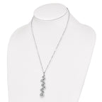 Sterling Silver Polished Beaded Dangle w/1.25in ext. Necklace