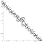 Sterling Silver RH-plated Polished Beaded w/1.5in ext. Bracelet