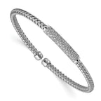 Sterling Silver Rhod-plat Polished CZ Woven Flexible Cuff