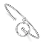 Sterling Silver Rhod-plat Polished with Charm Cuff Bangle